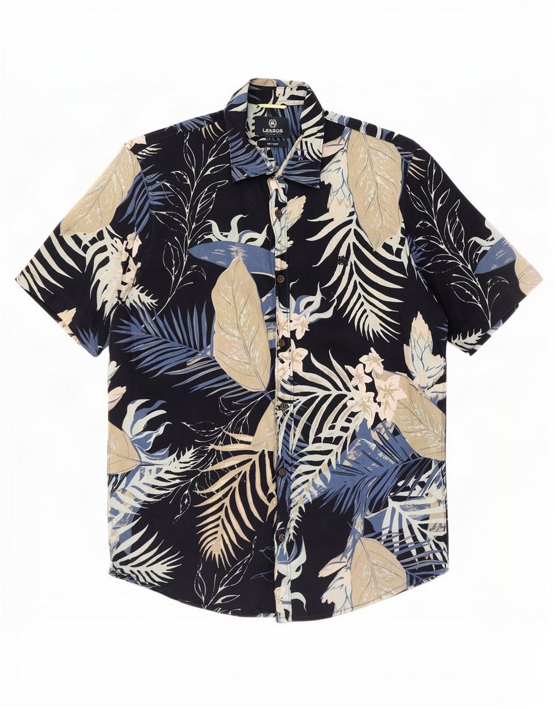 Lerros Mens Short Sleeve Shirt Medium Navy Blue Floral Cotton