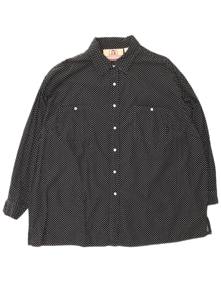 Vintage Womens Oversized Shirt Dress EU 52 4XL Black Spotted Cotton