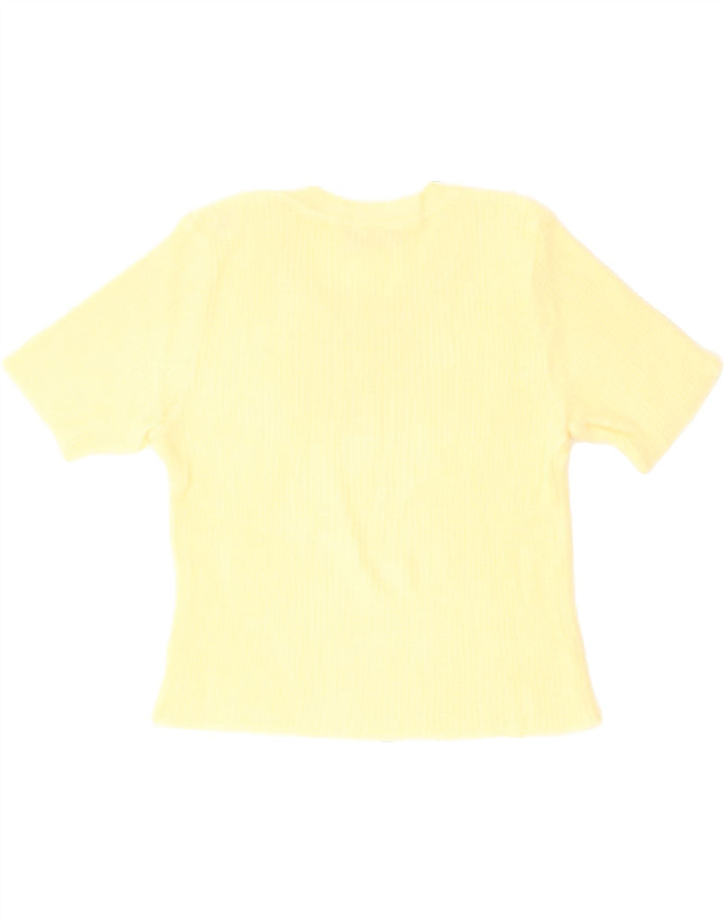 STEFANEL Womens Short Sleeve Crew Neck Jumper Sweater UK 12 Medium Yellow | Vintage Stefanel | Thrift | Second-Hand Stefanel | Used Clothing | Messina Hembry 