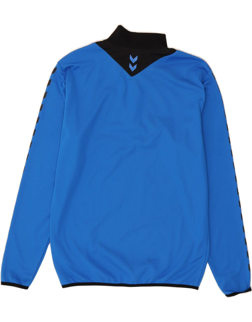 HUMMEL Mens Graphic Zip Neck Pullover Tracksuit Top Large Blue Colourblock Vintage Hummel and Second-Hand Hummel from Messina Hembry 