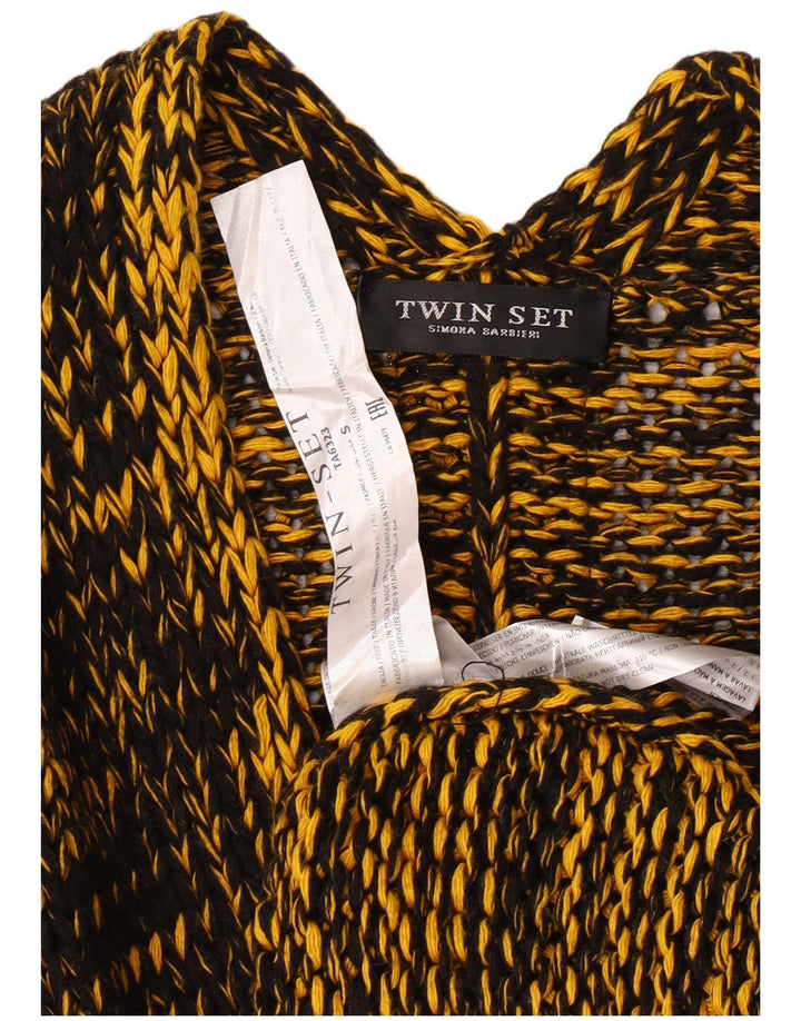 Twinset Womens Oversized Cardigan Sweater UK 10 Small Yellow Polyamide