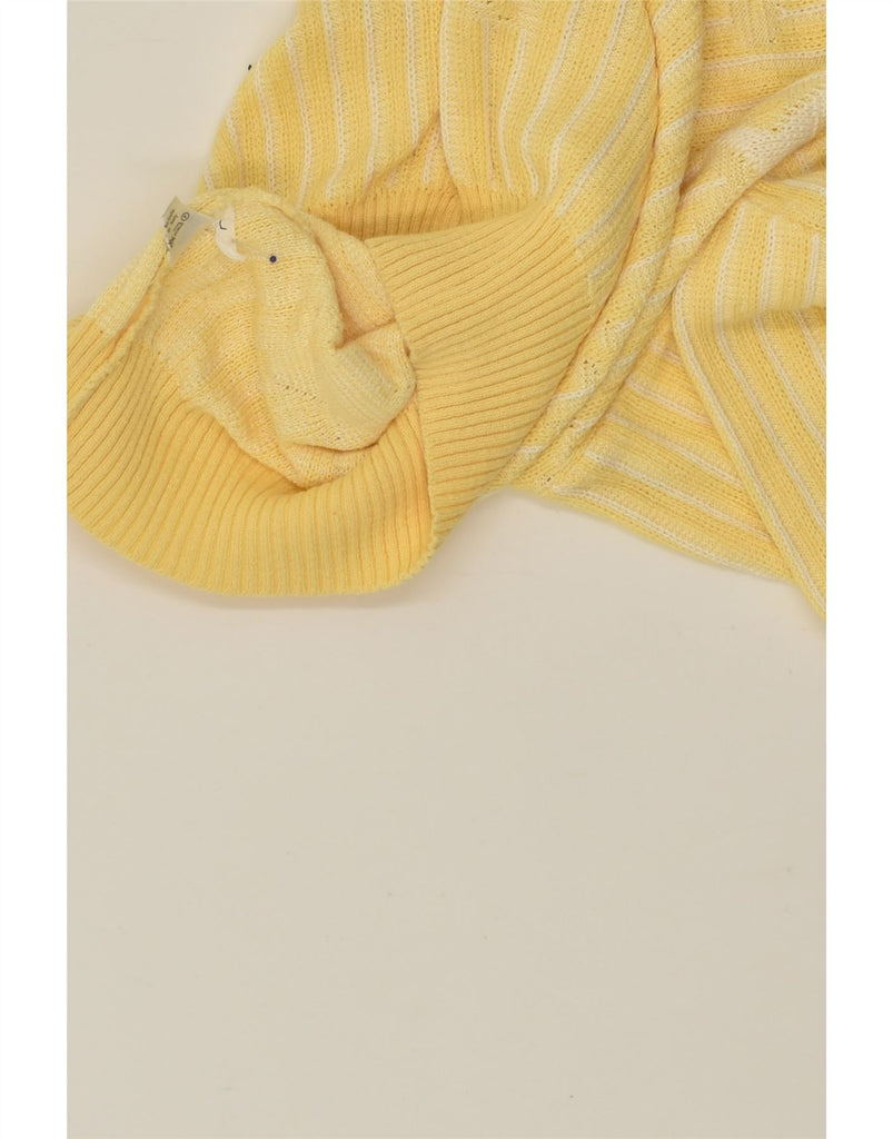 RODES Womens Crew Neck Jumper Sweater UK 16 Large Yellow Striped Cotton | Vintage Rodes | Thrift | Second-Hand Rodes | Used Clothing | Messina Hembry 