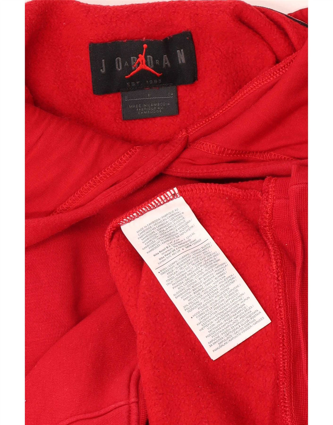 Jordan Mens Hoodie Jumper Small Red Cotton