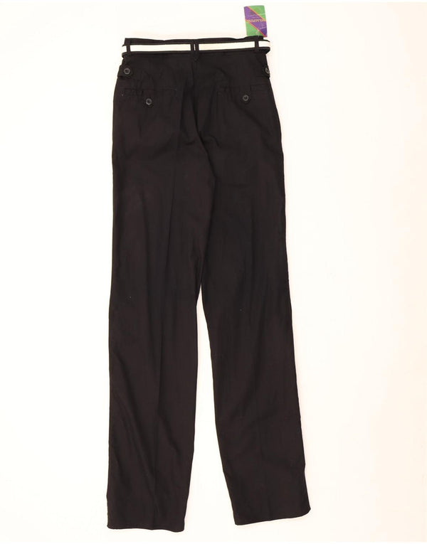 Wampum Womens Slim Casual Trousers IT 44 Medium W28 L34 Black Cotton