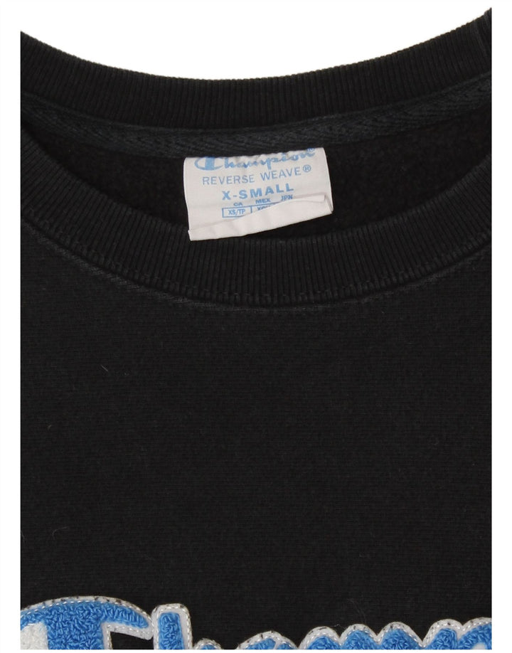 Champion Womens Crop Oversized Sweatshirt Jumper UK 6 XS Black