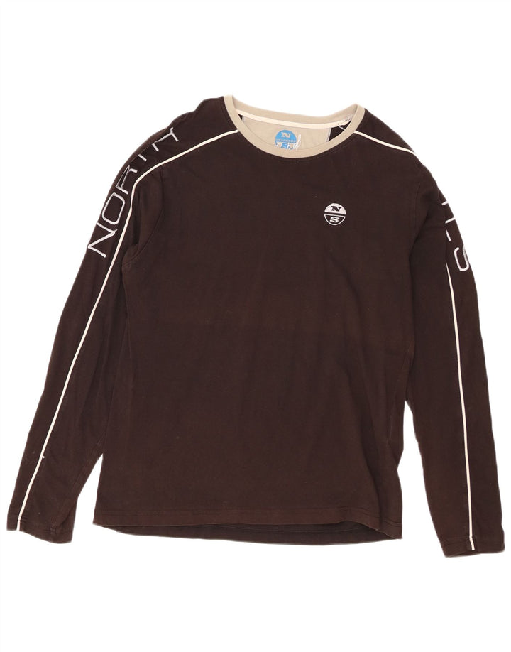 North Sails Womens Graphic Top Long Sleeve UK 16 Large Brown Colourblock