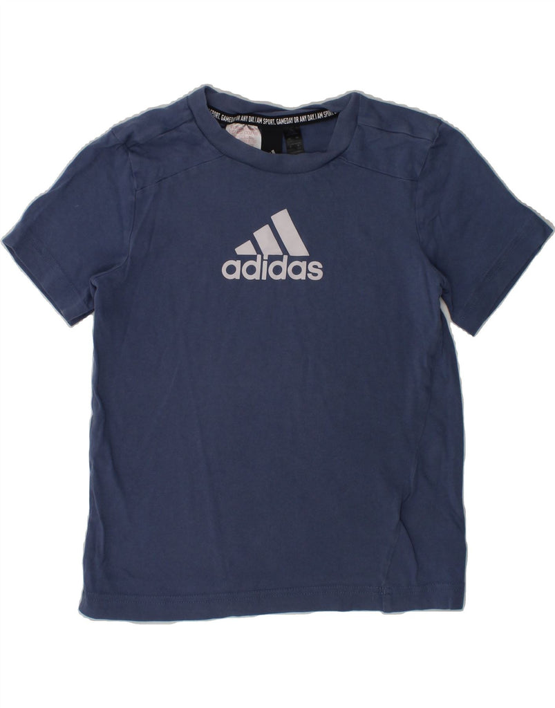 ADIDAS Boys Graphic T-Shirt Top 6-7 Years Navy Blue Cotton | Vintage Adidas | Thrift | Second-Hand Adidas | Used Clothing | Messina Hembry 
