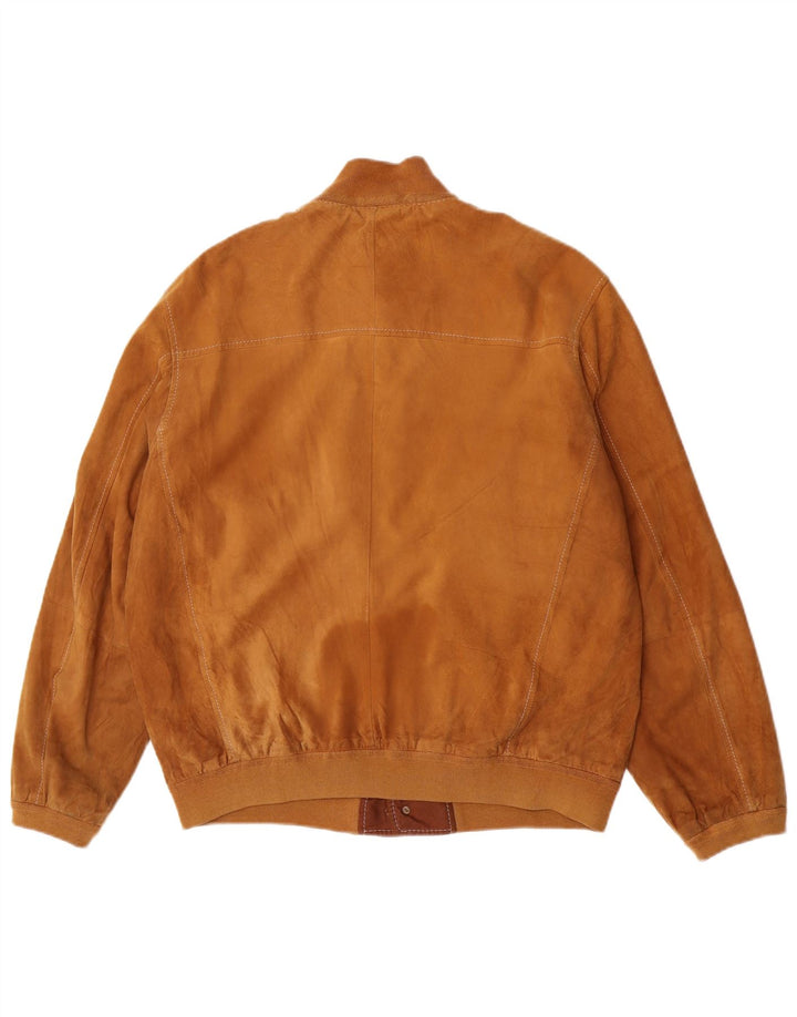 Gimo's Mens Suede Bomber Jacket UK 40 Large Beige Leather