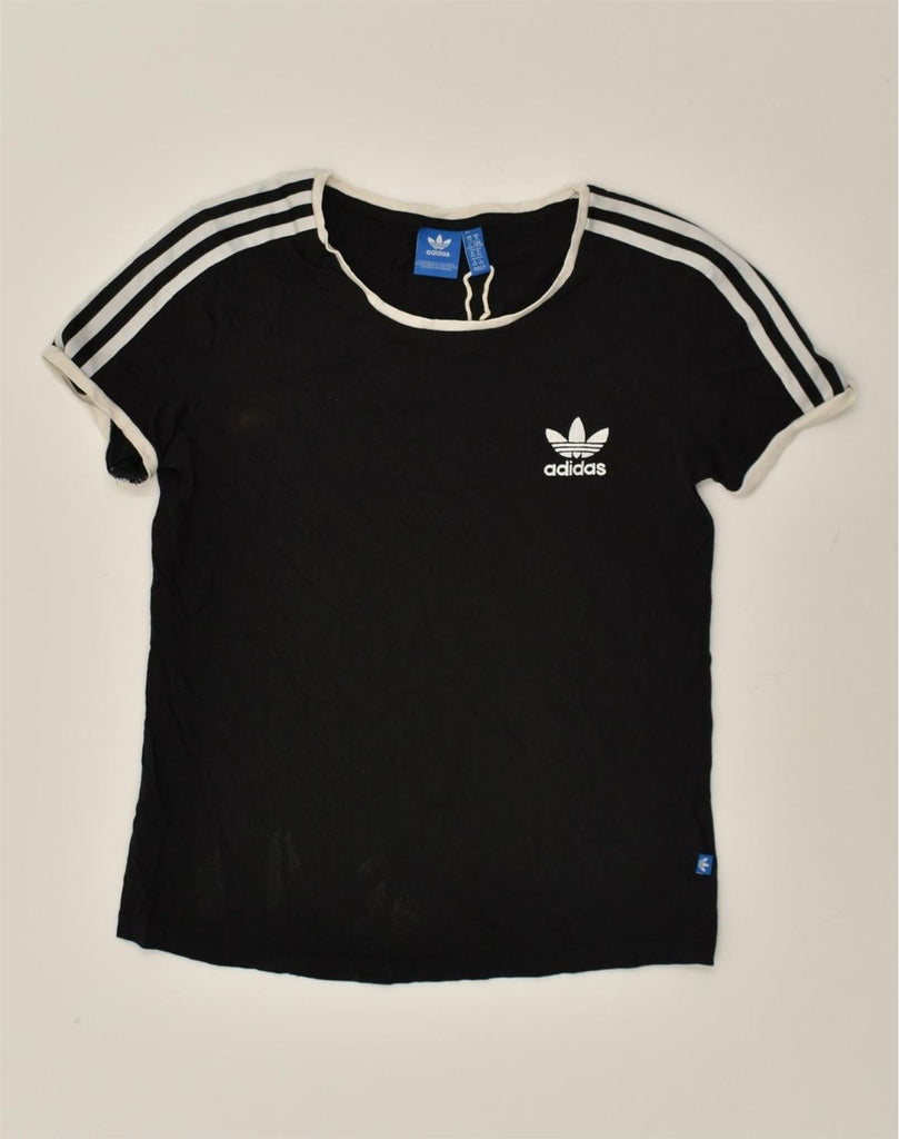 ADIDAS Womens T-Shirt Top UK 14 Medium Black | Vintage Adidas | Thrift | Second-Hand Adidas | Used Clothing | Messina Hembry 