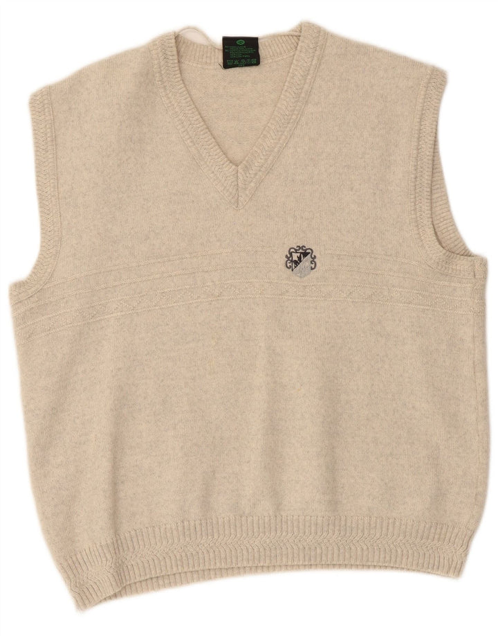 WESTBURY Mens Vest Tank Top IT 48/50 Medium Beige Flecked Wool