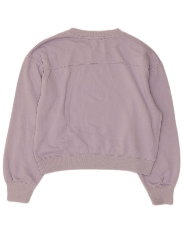 Zara Womens Crop Oversized Sweatshirt Jumper UK 10 Small Purple Cotton