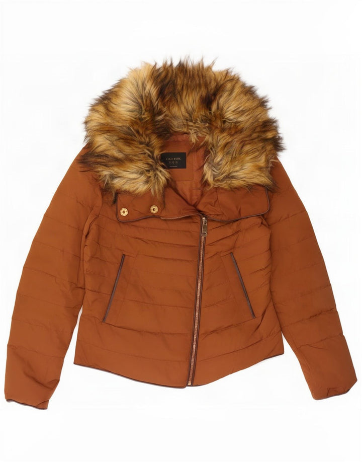 Zara Womens Padded Jacket UK 14 Medium Brown Polyester
