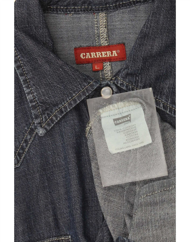 Carrera Womens Denim Shirt UK 16 Large Navy Blue Cotton