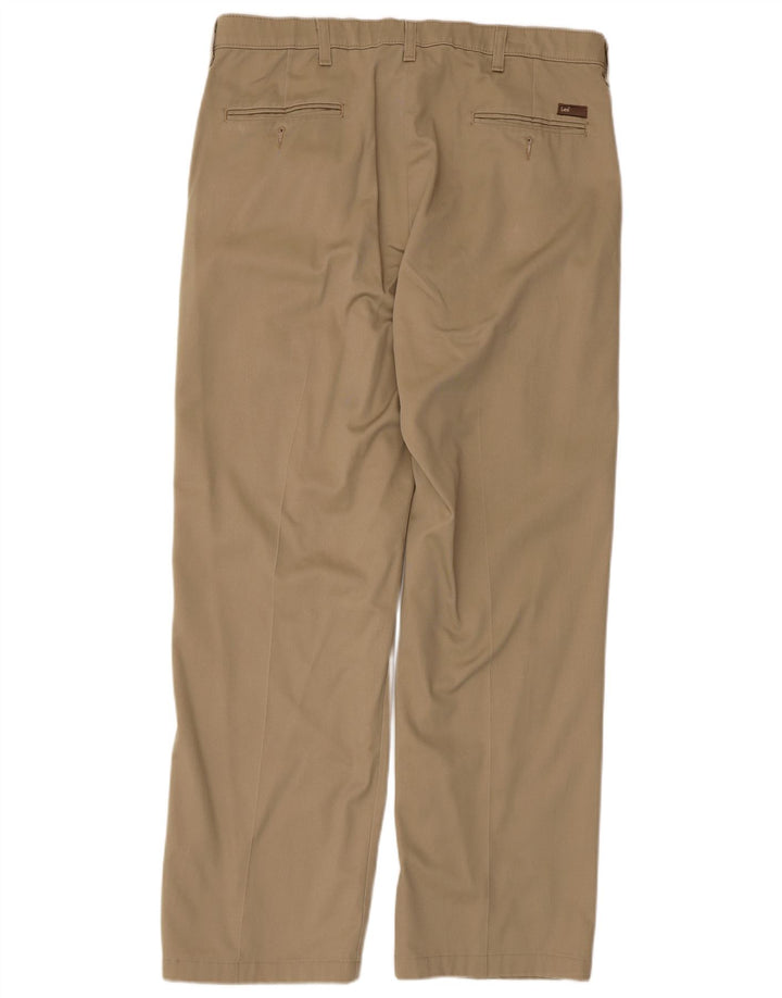 Lee Mens Custom Fit Pegged Chino Trousers W36 L32 Beige Cotton