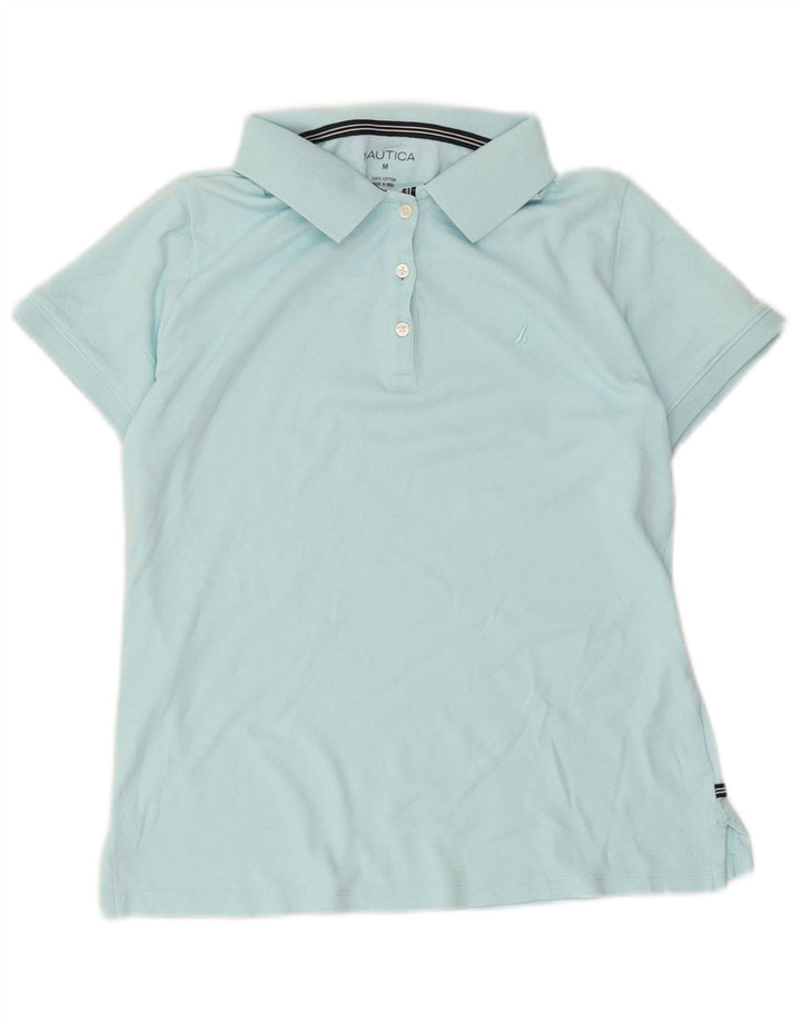 Nautica Womens Polo Shirt UK 14 Medium Blue Cotton