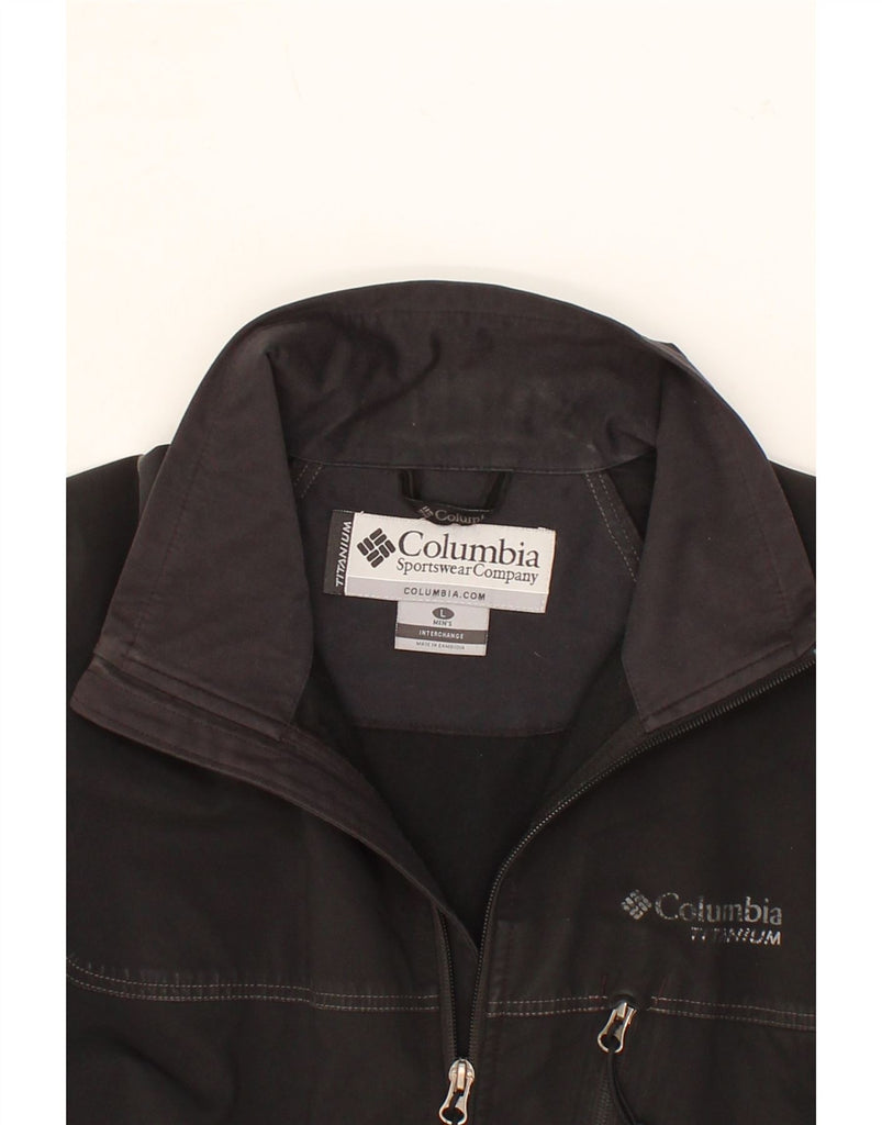 COLUMBIA Mens Interchange Windbreaker Jacket UK 40 Large Black Polyester Vintage Columbia and Second-Hand Columbia from Messina Hembry 