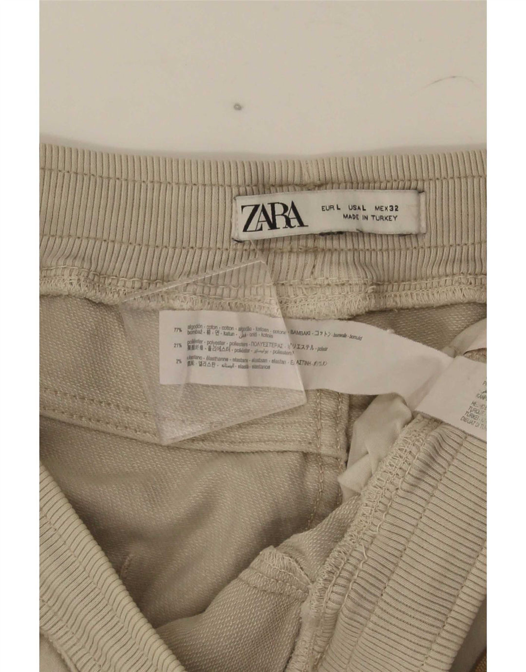 Zara Mens Cargo Shorts Large W32 Beige Cotton