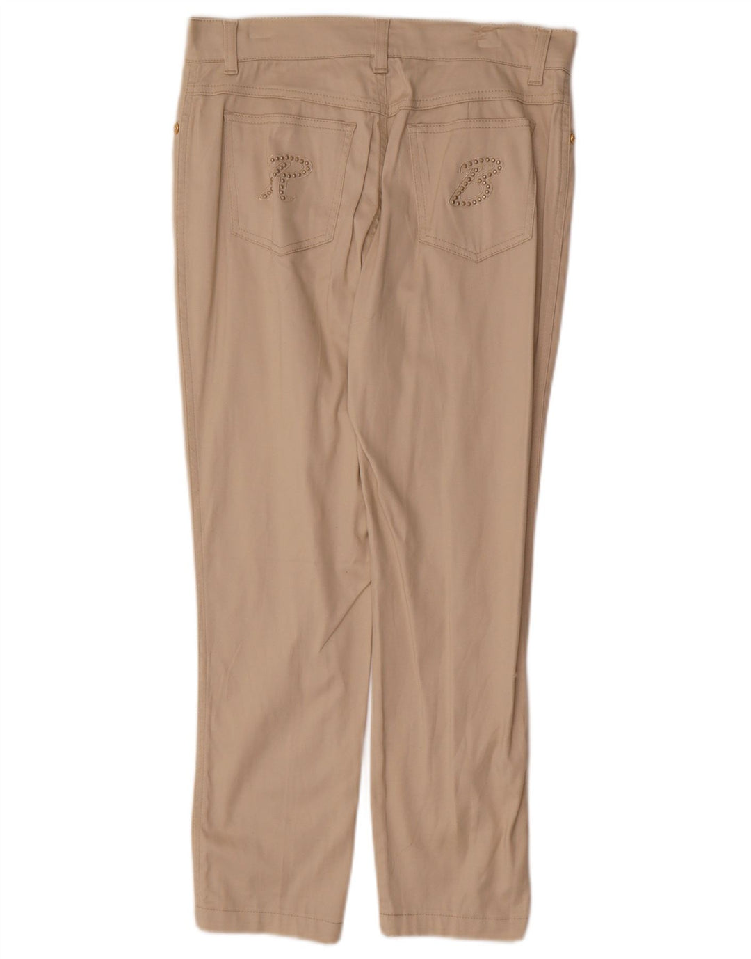 ROCCOBAROCCO Womens Slim Cropped Trousers  W30 L25 Beige Cotton