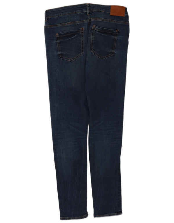 Zara Womens Mid Rise Skinny Jeans EU 42 Large W32 L30 Navy Blue Cotton
