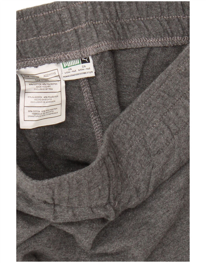 Puma Boys Graphic Tracksuit Trousers Joggers 14-15 Years Large Grey Cotton