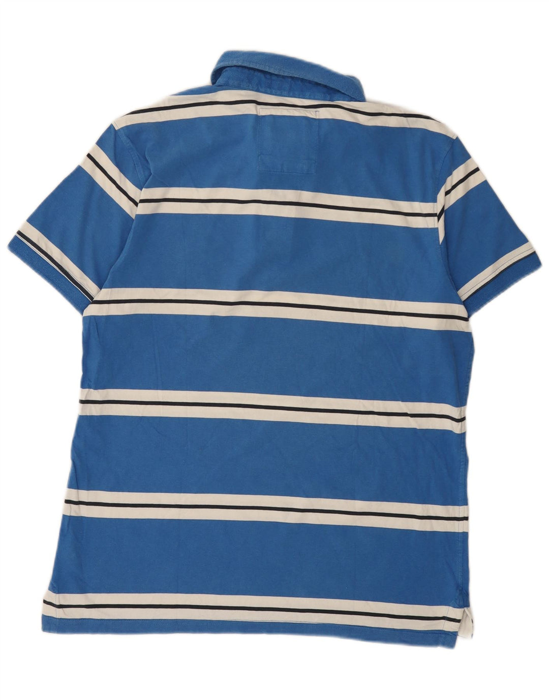 Crew Clothing Mens Polo Shirt Large Blue Striped Cotton