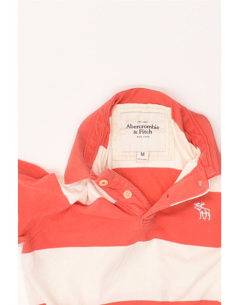 ABERCROMBIE & FITCH Mens Polo Shirt Medium Red Striped Cotton | Vintage Abercrombie & Fitch | Thrift | Second-Hand Abercrombie & Fitch | Used Clothing | Messina Hembry 