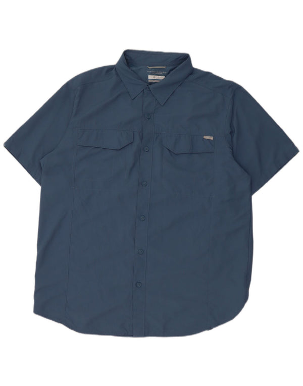 Columbia Mens Omni-Shade Short Sleeve Shirt Large Blue Nylon