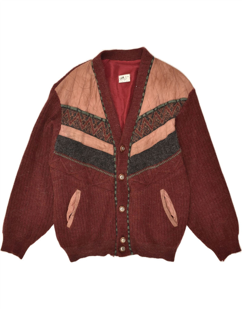 VINTAGE Mens Cardigan Sweater IT 54 XL Burgundy Fair Isle | Vintage Vintage | Thrift | Second-Hand Vintage | Used Clothing | Messina Hembry 