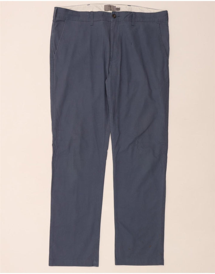 Marks & Spencer Mens Straight Chino Trousers W38 L33 Blue Cotton