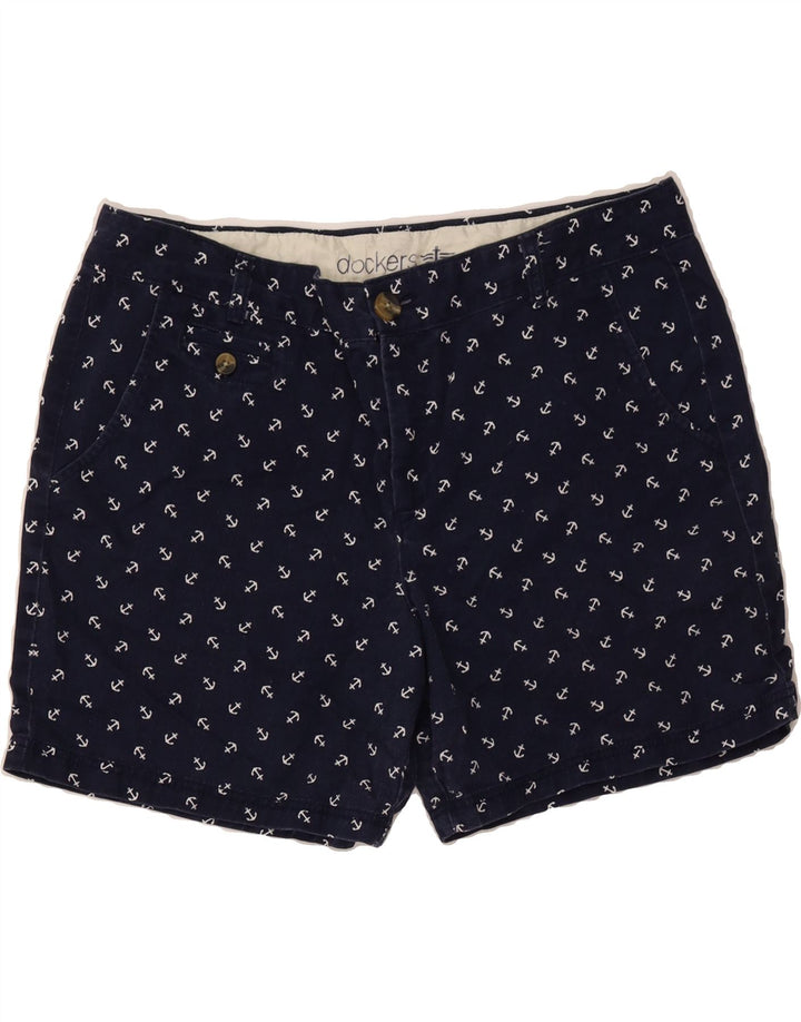 DOCKERS Womens Abstract Pattern Chino Shorts US 16 2XL W36 Navy Blue Vintage Dockers and Second-Hand Dockers from Messina Hembry 