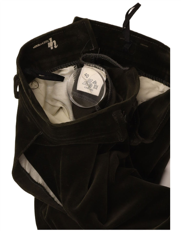 VINTAGE Womens Stirrup Velvet Trousers EU 40 Medium W27 L29 Green Cotton