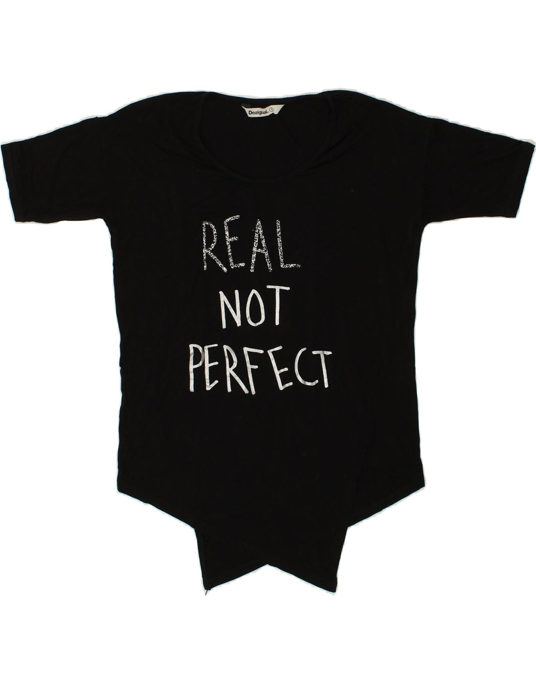 DESIGUAL Womens Graphic T-Shirt Top UK 10 Small Black