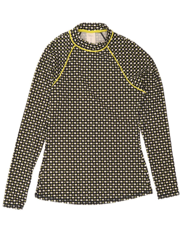 Boden Womens Top Long Sleeve UK 10 Small Black Floral Polyamide