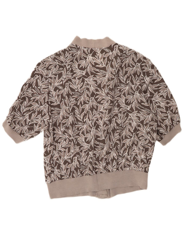 Vintage Womens Short Sleeve Shirt Blouse UK 18 XL Grey Floral Polyester