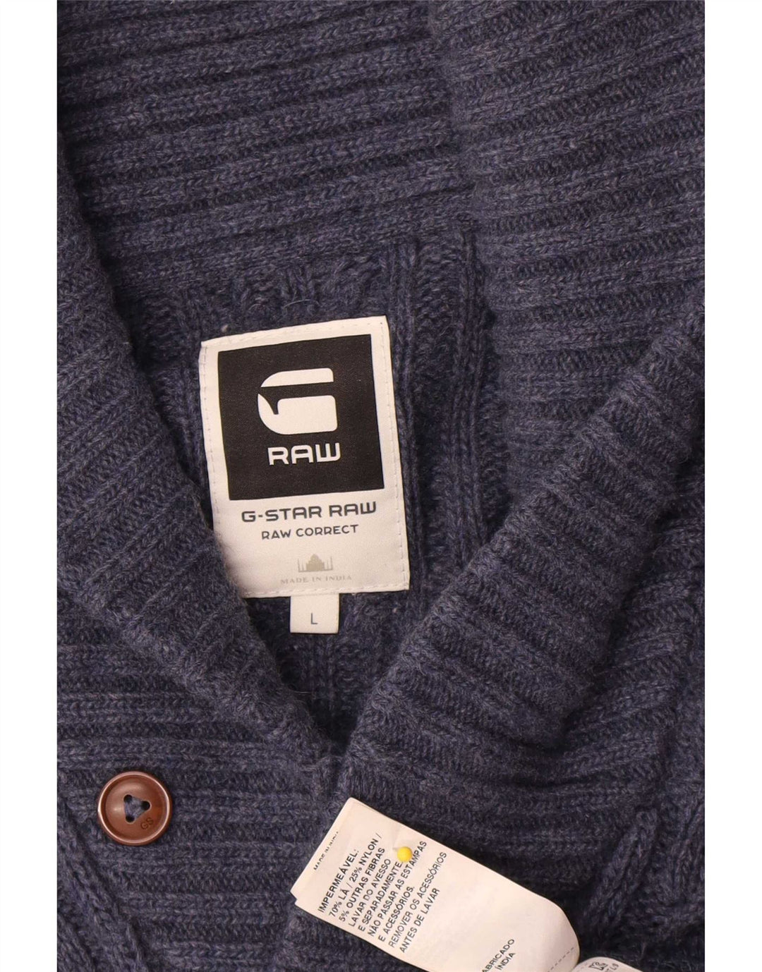 G-Star Mens Cardigan Sweater Large Navy Blue Wool