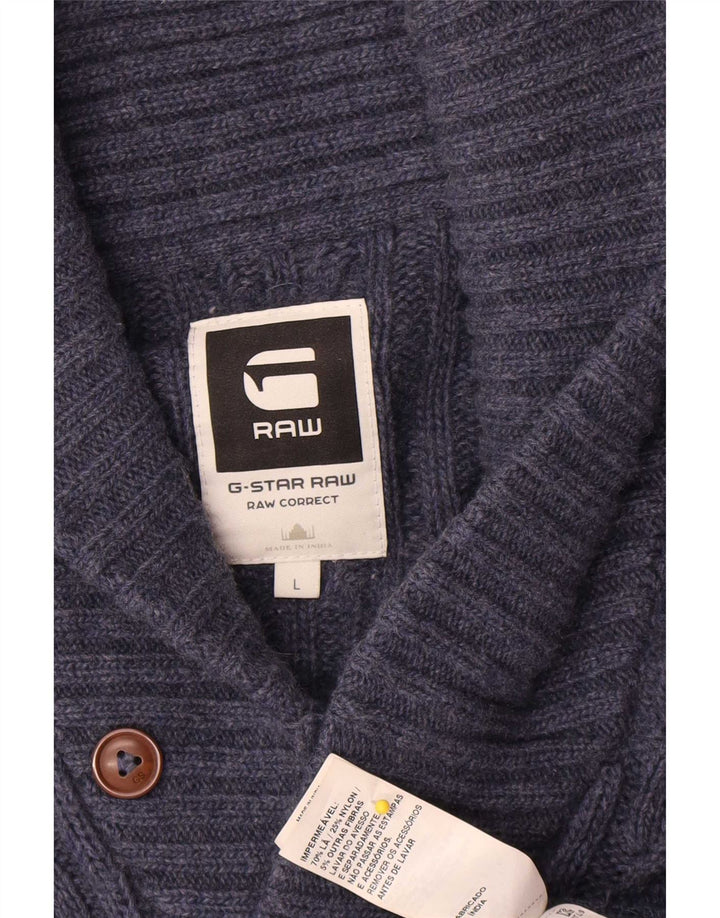 G-Star Mens Cardigan Sweater Large Navy Blue Wool