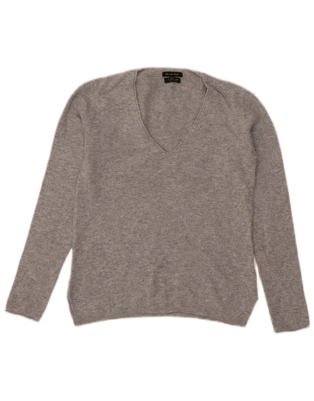MASSIMO DUTTI Womens V-Neck Jumper Sweater UK 10 Small Grey Flecked