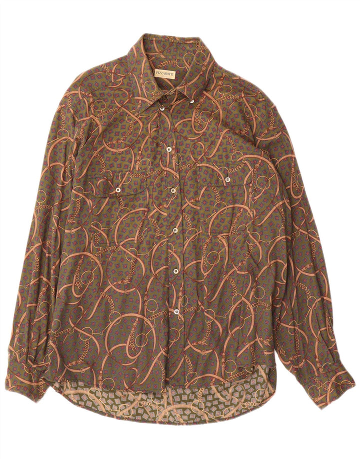 Pizzarotti Mens Abstract Pattern Shirt XL Green