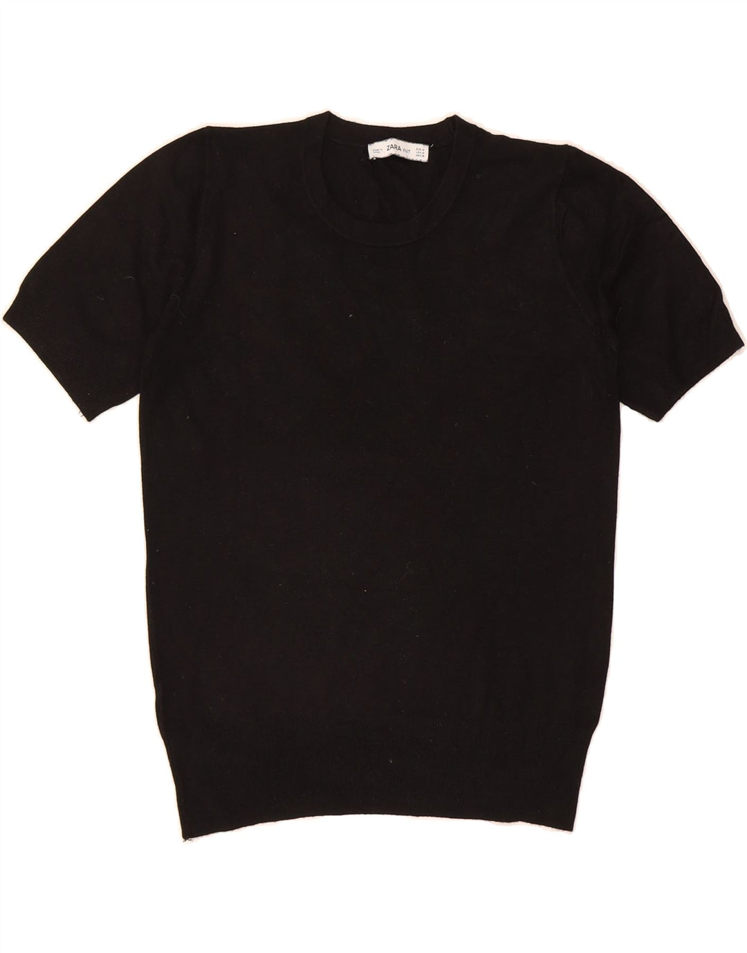 ZARA Womens Short Sleeve Crew Neck Jumper Sweater UK 12 Medium Black Vintage Zara and Second-Hand Zara from Messina Hembry 