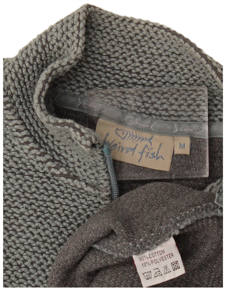 Weird Fish Mens Zip Neck Sweatshirt Jumper Medium Green Cotton