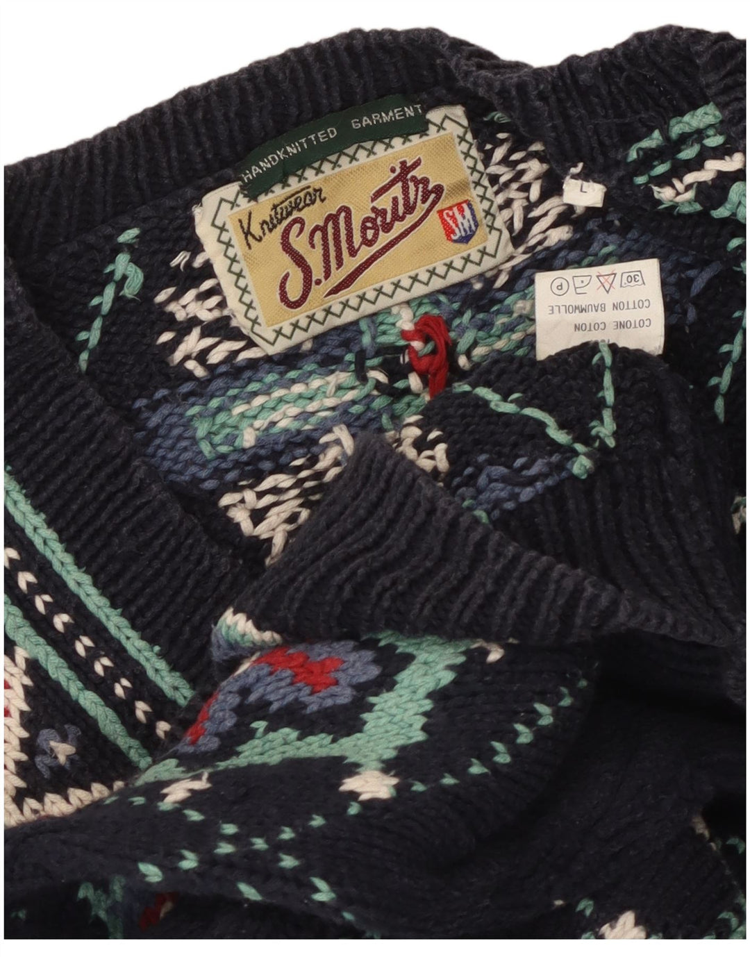 S.Moritz Womens V-Neck Jumper Sweater UK 16 Large Navy Blue Cotton