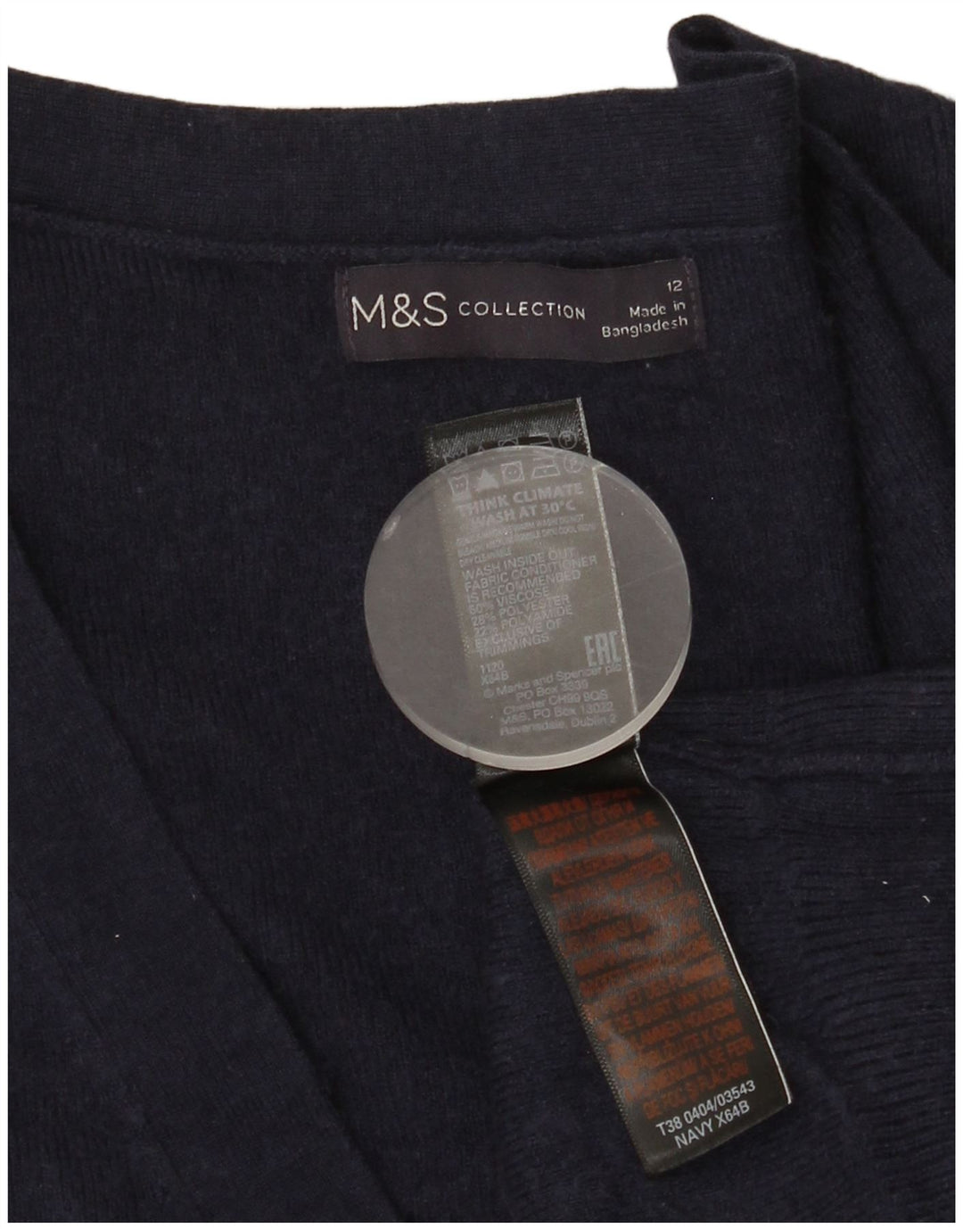 MARKS & SPENCER Womens Cardigan Sweater UK 12 Medium Navy Blue
