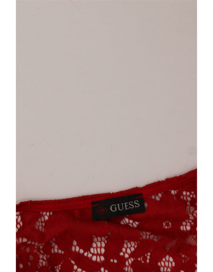 GUESS Womens Blouse Top UK 12 Medium Red Floral