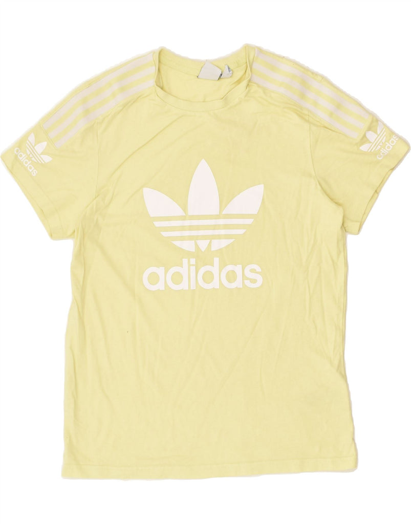 ADIDAS Womens Graphic T-Shirt Top UK 10 Small Yellow Cotton | Vintage Adidas | Thrift | Second-Hand Adidas | Used Clothing | Messina Hembry 