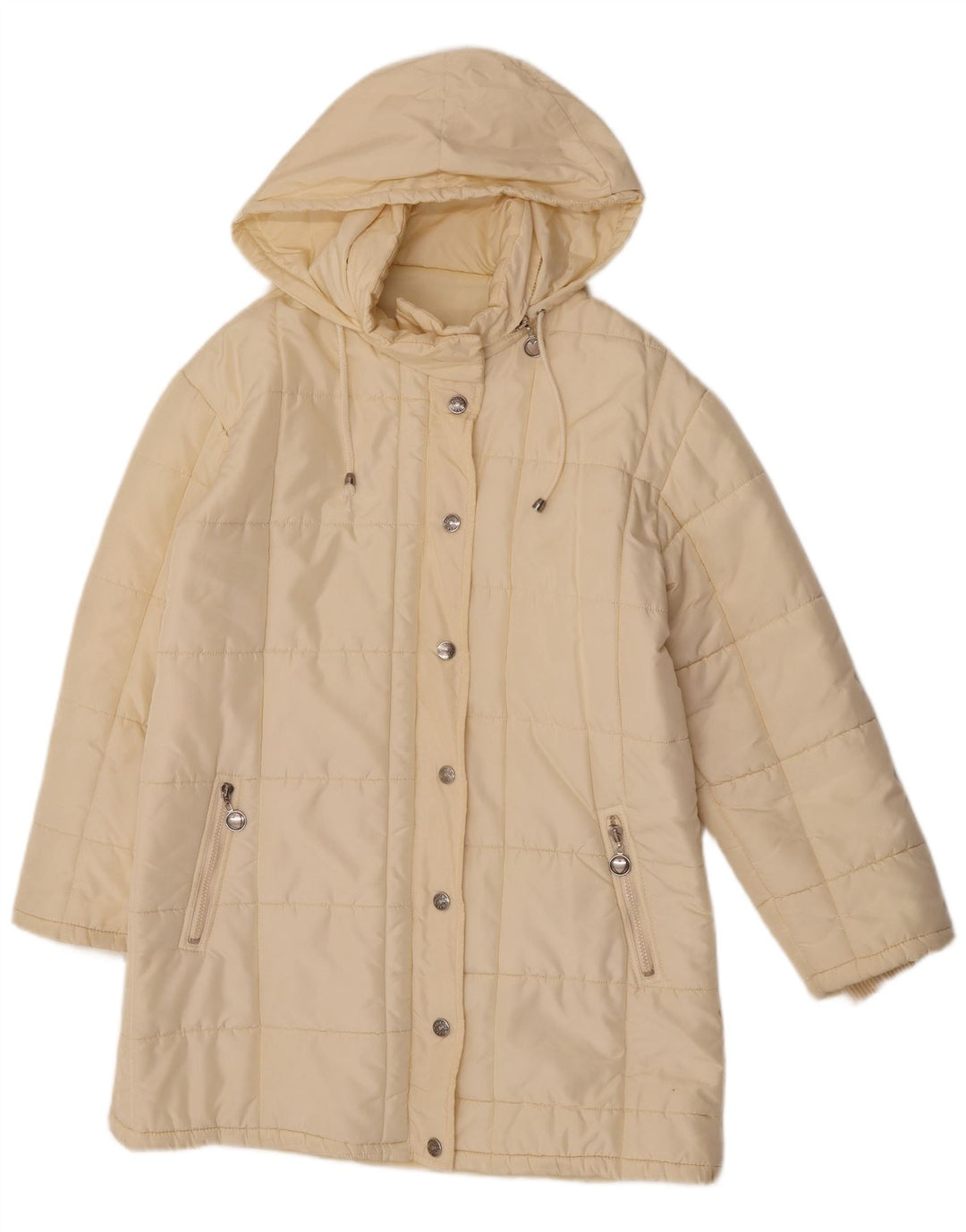 Moschino Womens Hooded Padded Coat UK 12 Medium Off White Polyester