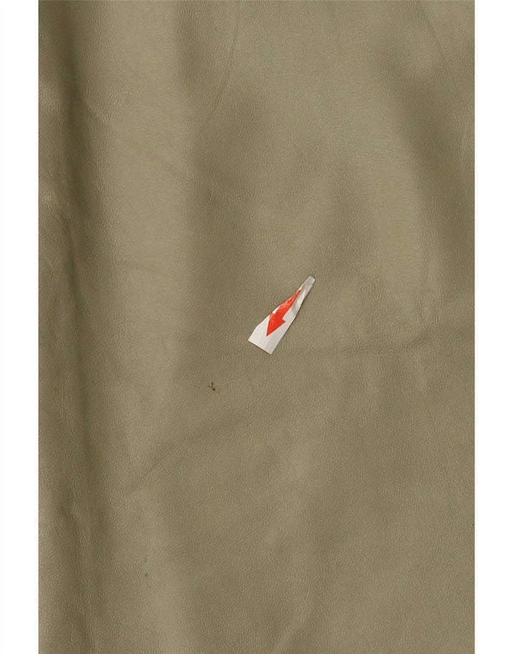 Vintage Womens Midi Leather Skirt W32 Large Khaki