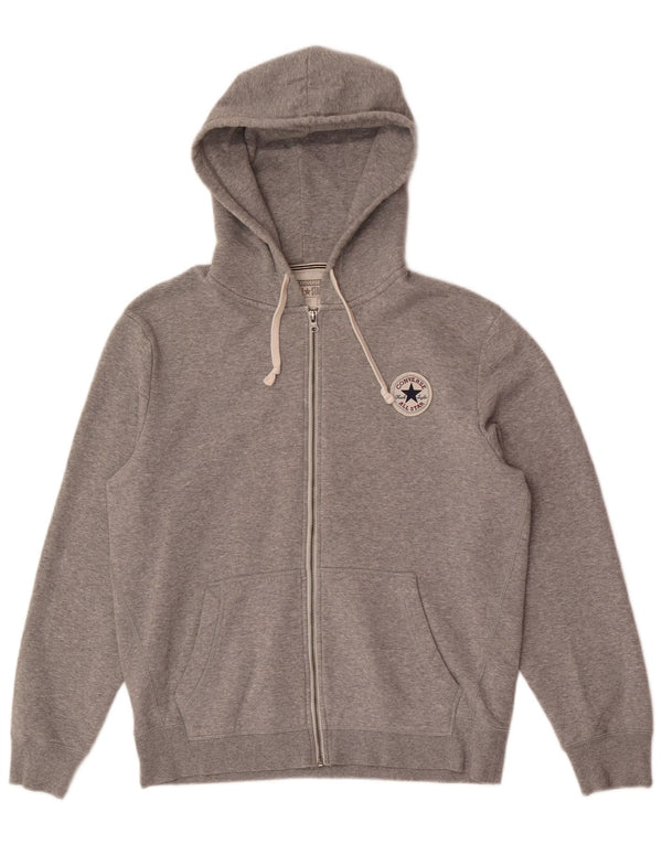 Converse Mens Chuck Taylor Zip Hoodie Sweater Medium Grey Flecked Cotton