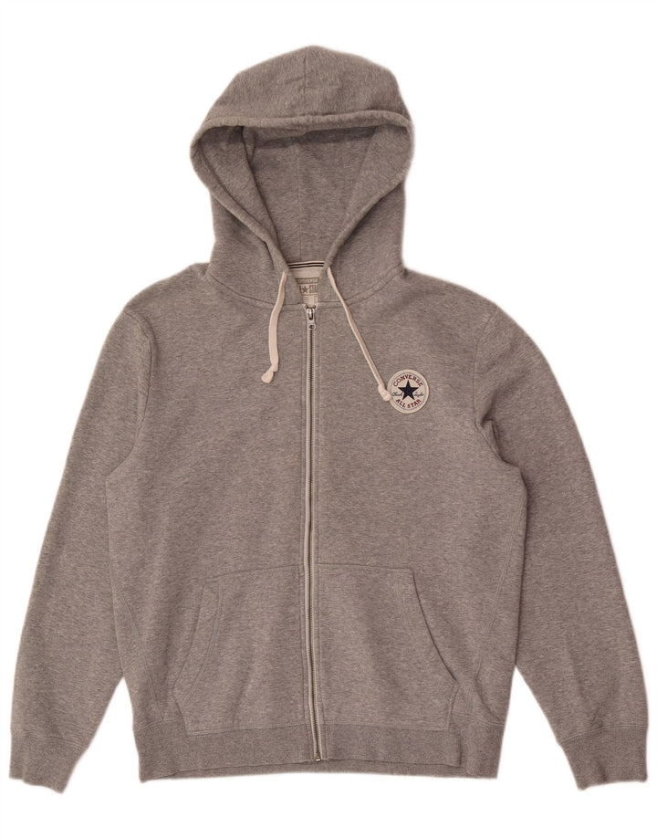 Converse Mens Chuck Taylor Zip Hoodie Sweater Medium Grey Flecked Cotton