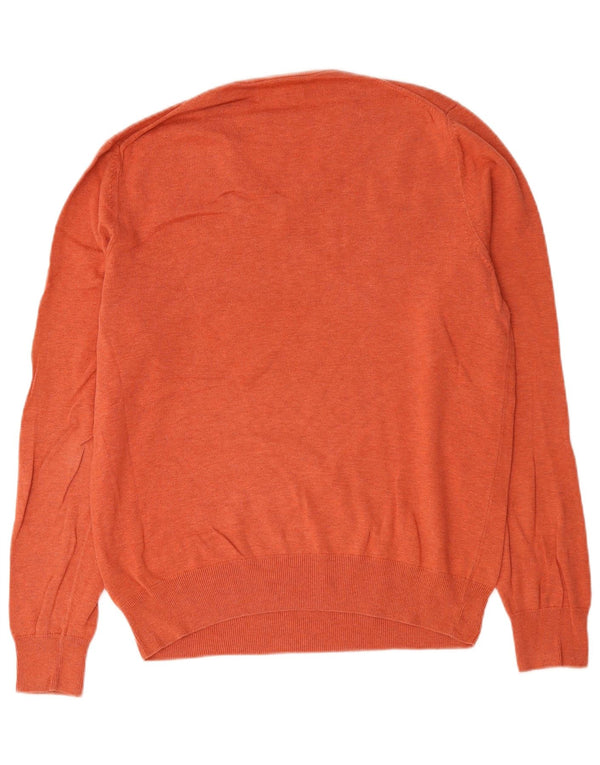 Marks & Spencer Mens V-Neck Jumper Sweater Medium Orange Cotton