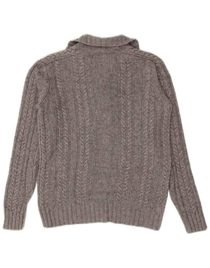 Reiss Mens Button Neck Jumper Sweater Small Grey Viscose